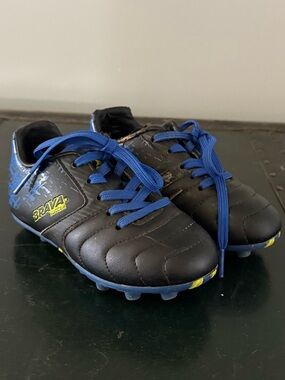 Brava Soccer Futbol Cleats Youth Boys Size 10D Blue Black Yellow Lace Up